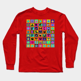 Kids Alphabet Quilt - Red Long Sleeve T-Shirt